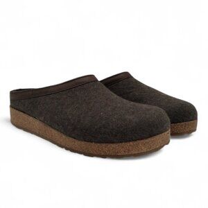Haflinger Men's Size 12 Brown GZL Leather Trim Grizzly Wool Clog